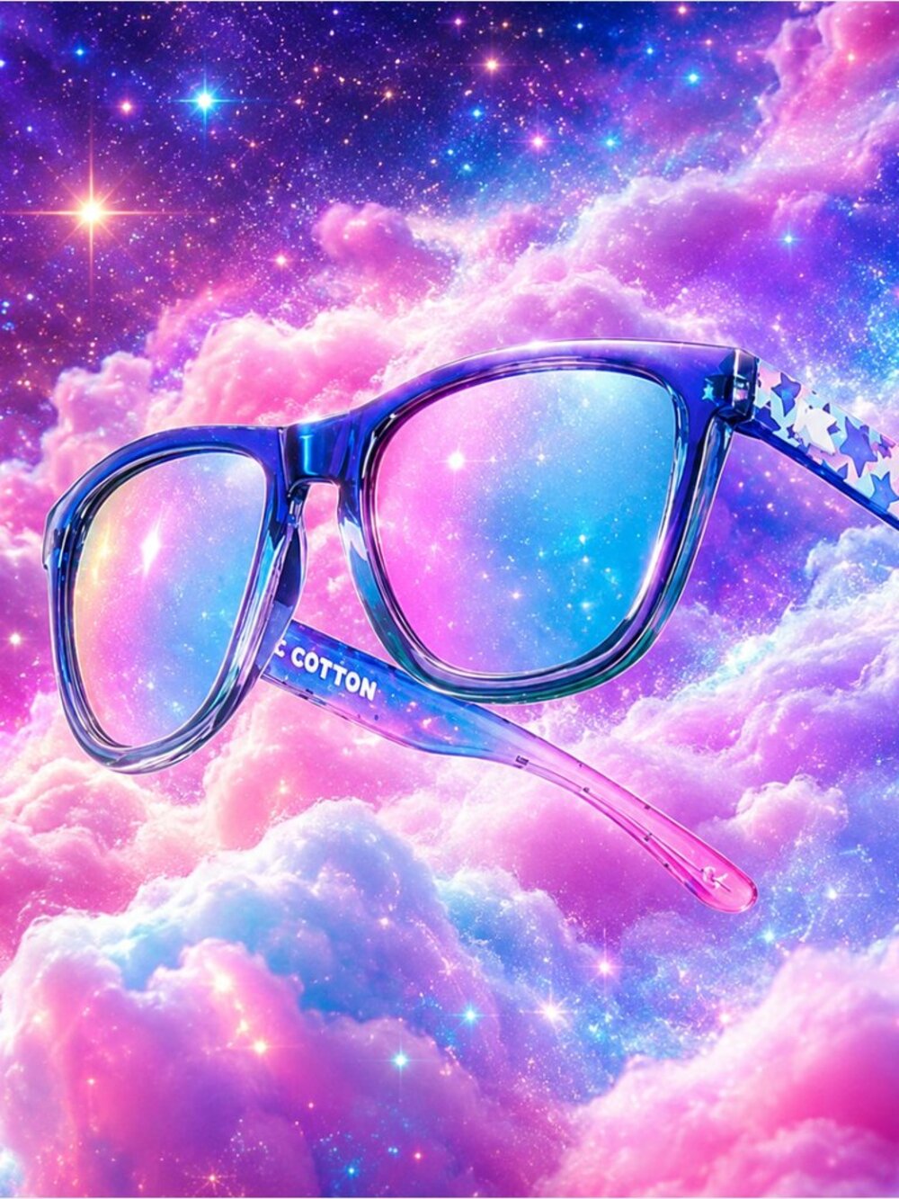 Knockaround Cosmic Cotton Blue to Green Fade Polarized Snow Opal Lens Sunglasses